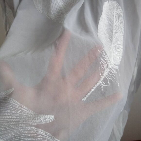 sheer drop waist embroidered feathers shirtdress NWOT - Picture 5 of 11
